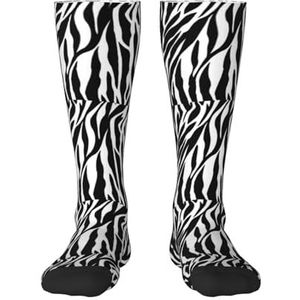YsoLda Kousen Compressie Sokken Unisex Knie Hoge Sokken Sport Sokken 55CM Voor Reizen,Zebra Print Print, zoals afgebeeld, 22 Plus Tall