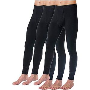 HERMKO 3540 lange onderbroeken voor heren, met gulp, verpakking van 3 stuks, verschillende kleuren, biologisch katoen, zwart, 3XL