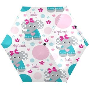 KAAVIYO Baby Olifant Leuke Meisje Paraplu Zonbescherming Kleine Lichtgewicht Opvouwbare Anti-UV Paraplu voor Meisjes Vrouwen Kinderen, Patroon, 88 cm