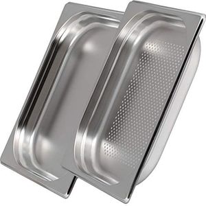 jokobela GN container-set: GN 1/2 40 mm, 1 x geperforeerd, 1 x ongeperforeerd: geschikt voor Gaggenau/Miele/Siemens/AEG/Elektrolux stoompan (temperatuurbestendig, roestvrij staal, vaatwasserbestendig)