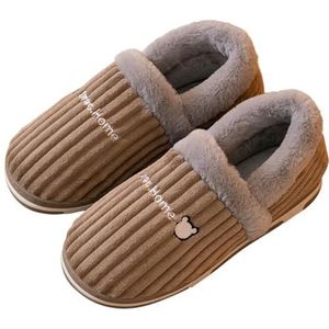 Warme Bont Slippers Voor Vrouwen Mannen Winter Indoor Harige Slippers Katoenen Slides Thuis Mode Pluche Gezellige Schoenen, B-bruin, 36-37(FIt 35-36)
