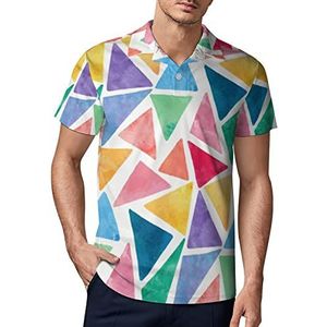 Kleurrijke Vintage Driehoeken Mannen Golf Polo-Shirt Zomer Korte Mouw T-Shirt Casual Sneldrogende Tees L