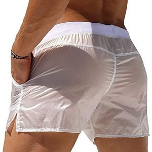 Witte Casual Heren Zwem Strand Shorts Heren Badmode Heren Badpak Transparante Zwembroek Broek