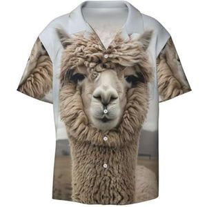 YJxoZH I Love Alpacas Print Heren Jurk Shirts Casual Button Down Korte Mouw Zomer Strand Shirt Vakantie Shirts, Zwart, XXL