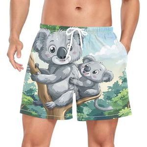 Niigeu Cartoon Cute Koala Bear mannen zwembroek shorts sneldrogend met zakken, Leuke mode, S