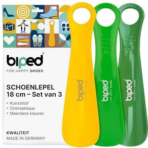 biped 3-delige set schoenlepels kunststof 18 cm – Mini reis schoenlepels ergonomisch gevormd – Handig hulpmiddel voor kinderen en volwassenen z1570(lemon)