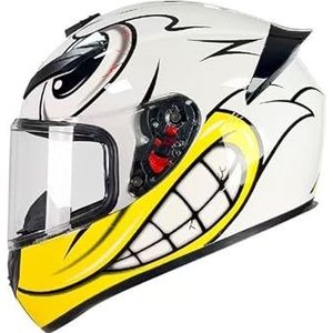 Full Face Motorhelm met Dubbele Achtervleugels DOT Gecertificeerd - Lichtgewicht en Duurzame Volwassen Motorfiets Straat Fietshelm (Gele lijnen, M)(Bird,Small)