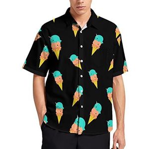 Narwhal Octopus Ice Cream heren T-shirt met korte mouwen casual button down zomer strand top met zak