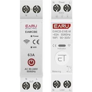 WiFi MCB Smart Circuit Breaker Overstroom Overspanningsbeveiliging Vermogensmeting 1-63A Draadloze Afstandsbediening Schakelaar (Maat: Single Functie, Kleur: 20A)