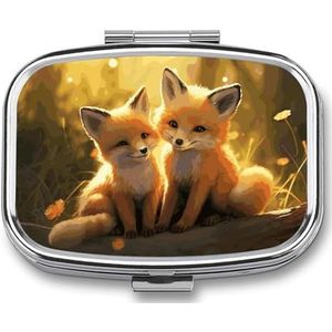 Leuke vossen pillendoos pillendoosje schattige pillenorganisator pilhouder medicijn pillenorganisator pilcontainer dagelijkse pillenhouder kleine pillendoos pillendoosje voor portemonnee zak