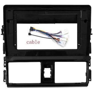 ASJFGTEH Auto Audio Radio Face Plate Fascia Frame Compatibel met Yaris Vios 2014-2017 10.1 inch Groot Scherm 2Din DVD-speler Panel Dash Mount Kit (met kabel)