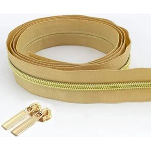 2/3/4 meter 5# nylon ritsbanden met schuiftrekker tas tas zak spoelritsen hoofden decor ritssluiting reparatieset naaiaccessoires-ZA030-9-Gold-5#-3MZip3PCSSliders