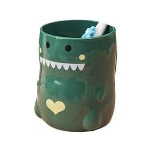 Dinosaurus maakt kinderen dol op hun tanden poetsen en de badkamer versieren schattige mondwater mok acryl tandenborstel (kleur: tarwestro groen)