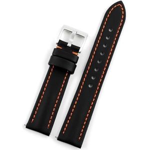 Jeniko Koeienhuid + Oxford Horlogeband Canvas Stof Horlogeband 18mm 19mm 20mm 21mm 22mm 23mm 24mm For Mannen Vrouwen Waterdichte Band (Color : Black-orange line, Size : 23mm)