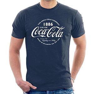 Coca Cola Retro Logo Witte Tekst Heren T-shirt, Donkerblauw