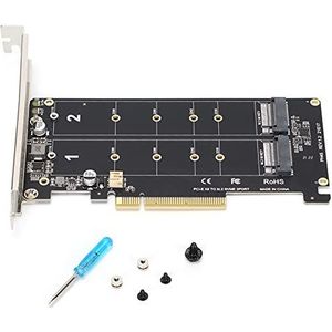 PCIE Adapter, Adapterkaart Dual M.2 NVMe SSD Naar PCIE X8 M Key Harde Schijf Converter Reader Uitbreidingskaart(ph45)
