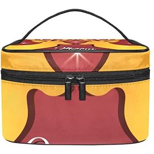 Make-up Organizer Bag, Reizen Make-up Tas Organizer Case Draagbare Cosmetische Tas voor Vrouwen en Meisjes Toiletartikelen Kerst Rendieren Herten Eanden met Rode Achtergrond, Meerkleurig, 22.5x15x13.8cm/8.9x5.9x5.4in