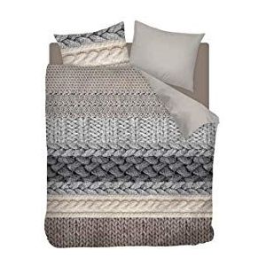 Snoozing Knitted Wool – dekbedovertrek 200 x 200/220 cm + 2 kussenslopen 60 x 70 cm, flanel, meerkleurig