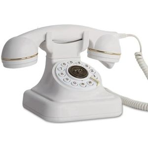 Qussedser Klassieke Vaste Telefoon Home Plug-in Telefoon Vintage Rotary Antieke Wired Dial Telefoon Wit