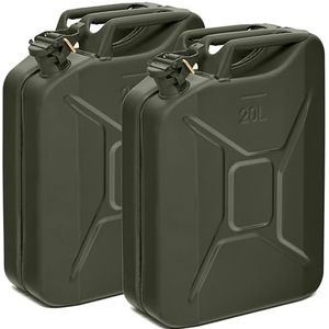 BW® Brandstofjerrycan, metaal, jerrycan, 2 x 20 liter, bronsgroen, RAL 6031-F9, TÜV-getest en VN-goedkeuring, Made in Europe