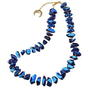 Women Collar Choker Necklaces For Women Rough Chunky Crystal Stone Short Necklace Wedding Party Jewelry Gifts (Color : Dark Blue Gold)