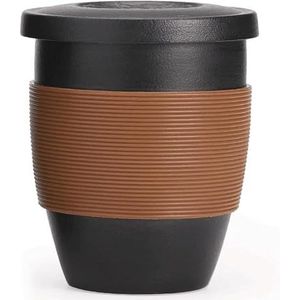 cups Keramische begeleidende beker 250ML koffiemok met anti-verbranding siliconen ring multifunctionele theekop (kleur: rood) koffie (Color : Noir)
