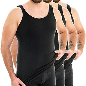 HERMKO 3007 3-pack extra lang herenonderhemd (+10 cm) tanktop van 100% biologisch katoen, zwart, 3XL