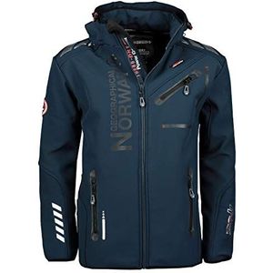 Geographical Norway Royaute Heren Distribrands - Waterdichte Softshell Jas voor heren, ademend outdoor jack met capuchon - tactische winterbestendige windjack, Navy_Zwart, 4XL