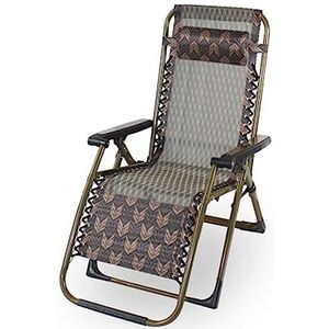 GEIRONV Draagbare Zero Gravity Recliner Stoel, Zomer Balkon Luie Persoon Stoel Kantoor Lounge Stoel Opvouwbare Lunch Rust Ouderen Stoel Fauteuils (Color : Brown, Size : 68x113cm)