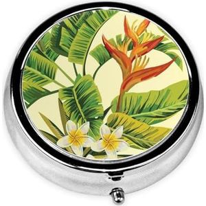 Pillendoos Bloeiende Plant Ronde Pil Case 3 Compartiment Geneeskunde Pil Organizer Leuke Pil Organizer Draagbare Reizen Pillendoos Geneeskunde Vitamine Kabeljauw Leverolie Opbergdoos Unieke Gift