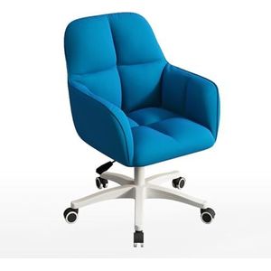 ZYDZ Executive Bureaustoel, 360° draaibare ergonomische stoel, in hoogte verstelbaar, met PU-wielen, voor woonkamer, make-up, studeren (donkerblauw, B)