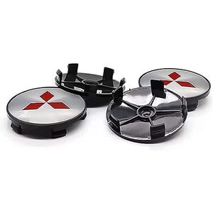 4 stuks naafdoppen voor Mitsubishi ASX Outlander Large Pajero 60mm auto naafdoppen naafdoppen vervangende naafdoppen wieldop stickers B zwart