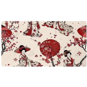 asebiunh Keukenmat en vloerkleden gedempt, 39,9 x 74,9 cm, antislip waterdichte absorberende olie comfortmat voor keuken, vloer huis, kantoor, gootsteen, wasruimte - Japanse poppen met rode paraplu
