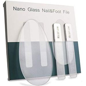 RedFlow Nagelbufferset bevat 2 nanoglasnagelvijlen en 1 nano-glasvoetvijl, professionele manicureset, nagelvijlen voor natuurlijke nagels om eelt, dode huid, droog en gebarsten te verwijderen
