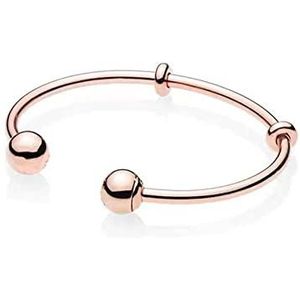 Armband 925 Zilver Rose Golden Moments Open & Silvery Snake Chain Armband Style Open Wit Zirkoon Open Bangle Armband 925 Sterling Zilver (Color : PDB094_17.5cm)