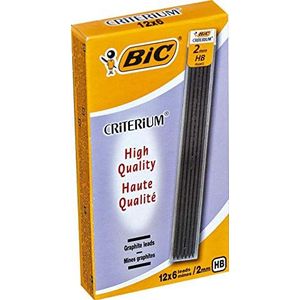 BIC Criterium HB-vullingen, 2 mm, compatibel met BIC Atlantis, BIC Velocity en BIC Re-Action Ecolutions, 12 x 6 vullingen
