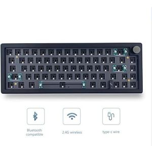 QPSJXN Aanpasbare mechanische toetsenbordkit GMK67 65% afdichting Hot swappable Bluetooth 2.4G Wireless RGB Backligit Design (GMK67 Black)