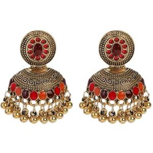 Retro Boheemse stijl gouden bel gesneden oorbellen voor vrouwen bruiloft sieraden, Eén maat