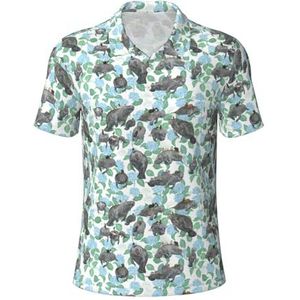 PPHGUT Konijnen Manatees Print Mannen Korte Mouw Comfort Polo Shirts Casual Dagelijks Outdoor Vakanties Sport Reizen, Zwart, S