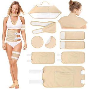 Castor Oil Pack Kit, 9 stuks biologische ricinusolieverpakking, herbruikbare ricinusolie verpakking, ricinusolie, castorolie pack wrap kit voor nek, schouder, borst, taille, knieën en voeten