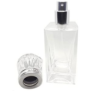 50ml Lege Glas Parfum Spray Fles Verstuiver Hervulbare Crystal Cap (Zilver)