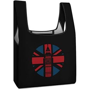 I Love London Britse vlag herbruikbare boodschappentassen opvouwbare boodschappentassen grote opvouwbare draagtas met lange handgrepen
