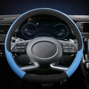 Zacht en antislip Microfiber Lederen D Vorm Auto Stuurhoes Voor Hyundai Creta II 2021 2022 Auto Accessoires (Color : Blu)