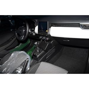 KUDA Mobiele telefoonhouder geschikt voor Renault Clio vanaf 2019 - telefoonconsole voor smartphones, mobiele telefoon, navigatie en meer - echt lederen console, zwart, 4330