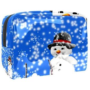 Make-uptas PVC toilettas met ritssluiting waterdichte cosmetische tas met winter schattige sneeuwpop voor dames en meisjes