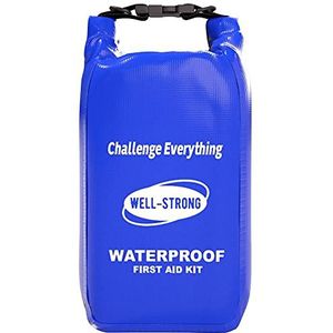 WELL-STRONG Waterdichte EHBO-kit Roll Top Boot Emergency Kit met Waterdichte Inhoud voor Vissen Kajakken Varen Zwemmen Camping Rafting Strand Blauw