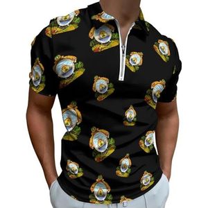 Coat Arms of Honduras Half Zip-up Polo Shirts Voor Mannen Slim Fit Korte Mouw T-shirt Sneldrogende Golf Tops Tees 2XS