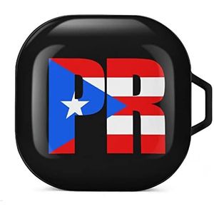 Puerto Ricaanse vlag oordopjes hoesje compatibel met Samsung hard shell beschermhoes zwart-stijl