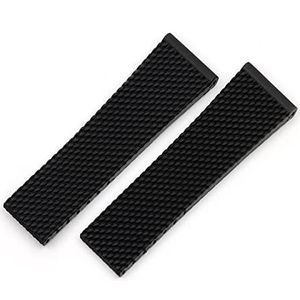 NASUNJIA Zwart blauw 22 mm 24 mm siliconen rubberen horlogeband horlogeband armband compatibel met navitimer/avenger/breitling riem vlinder vlindergespoelgereedschap(Texture black,MATT SILVER BUCKLE_2