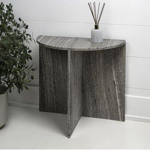 JONATHAN Y MTB1109B Patrice 20"" Art Deco Minimalistisch Natuurlijk Marmer Handgemaakte Demilune Bijzettafel, Bijzettafel voor Woonkamer, Slaapkamer, Badkamer, Grijs/Beige